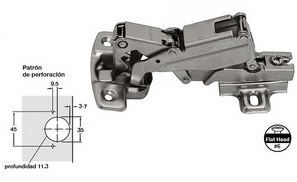 Bisagra Bidimensional 155°