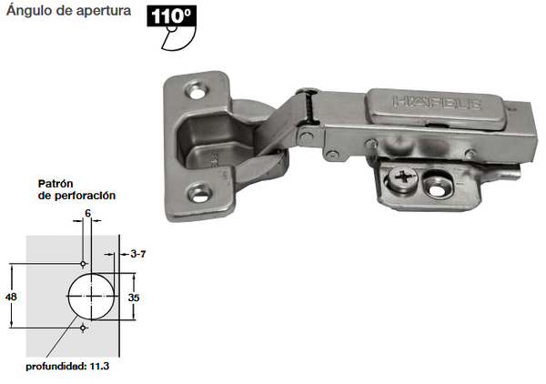 Bisagra Bidimensional 110° Push