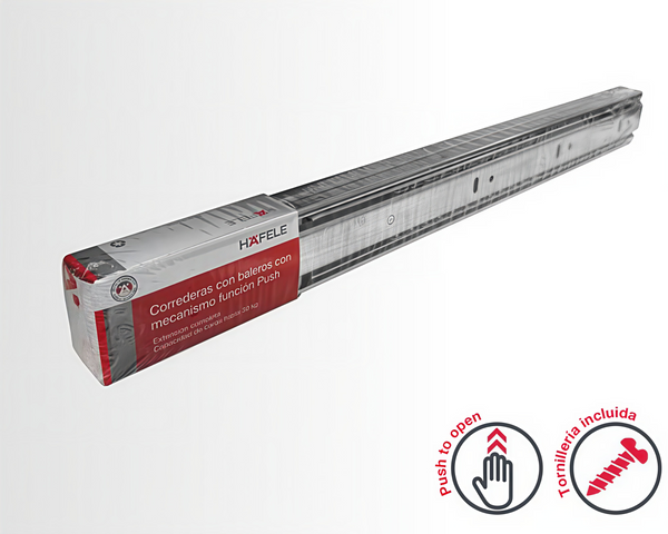 Corredera Extensión Reforzada C/Push Ace. Zinc 45mm 30kg